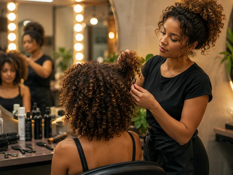 Jovem profissional de beleza e estética em salão
